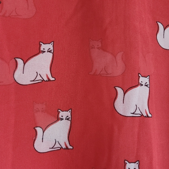 Zara Trafaluc Collection Sheer Red Cat Print Sleeveless Top Size Medium - Picture 6 of 14